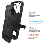 Dual Layer Protection|| The graphene-infused back plate and TPU interior absorb and deflect the force of impact.