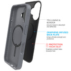 Dual Layer Protection|| The graphene-infused back plate and TPU interior absorb and deflect the force of impact.